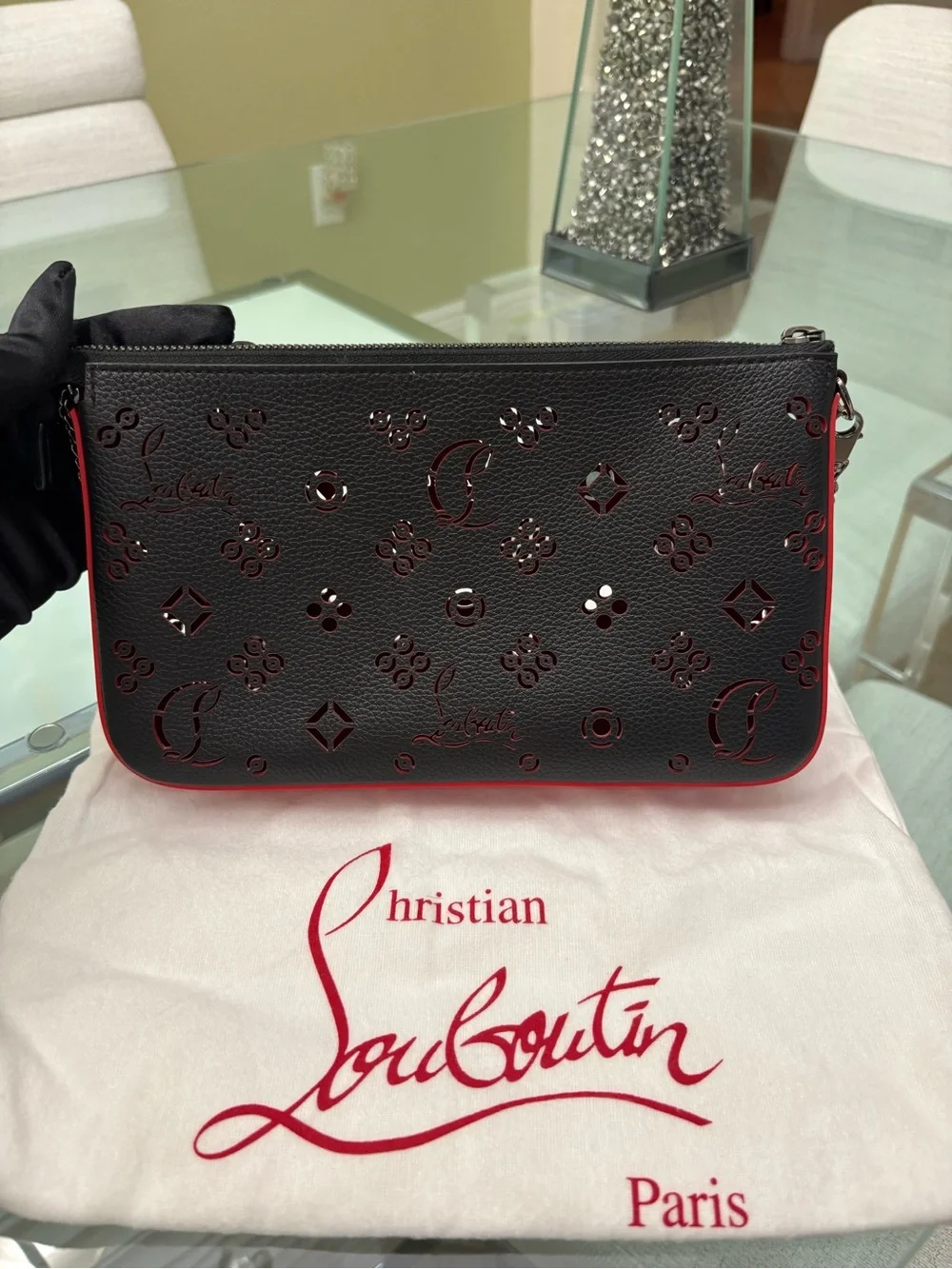 Authentic Christian Louboutin Loubila Leather Clutch